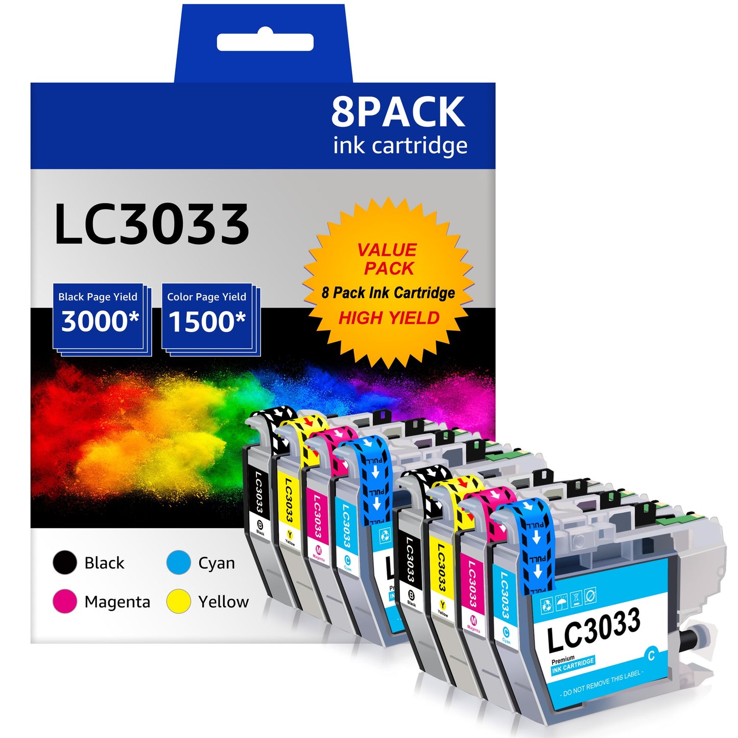 8-Pack LC3033XXL LC3035XXL Ink Replacement for Brother Printer (2 Black, 2 Cyan, 2 Magenta, 2 Yellow)