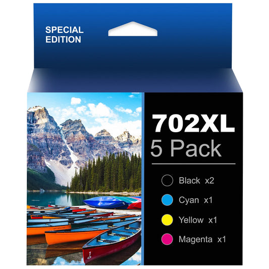 702XL T702XL 702 XL Ink Cartridge Replacement for Epson Printer Ink(2 Black, 1 Cyan, 1 Magenta, 1 Yellow)