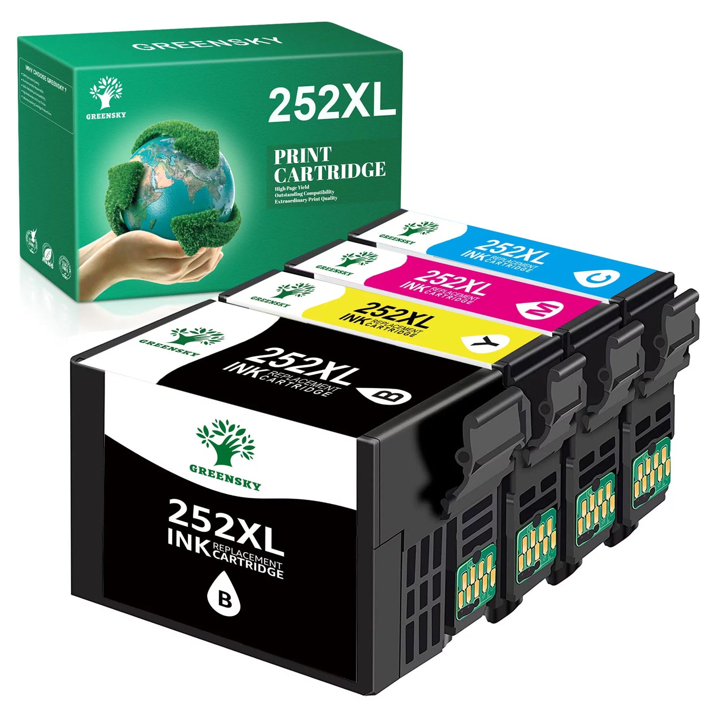 252XL 252 Ink Cartridge for Epson(1Black 1Cyan 1Magenta 1Yellow, 4-Pack)