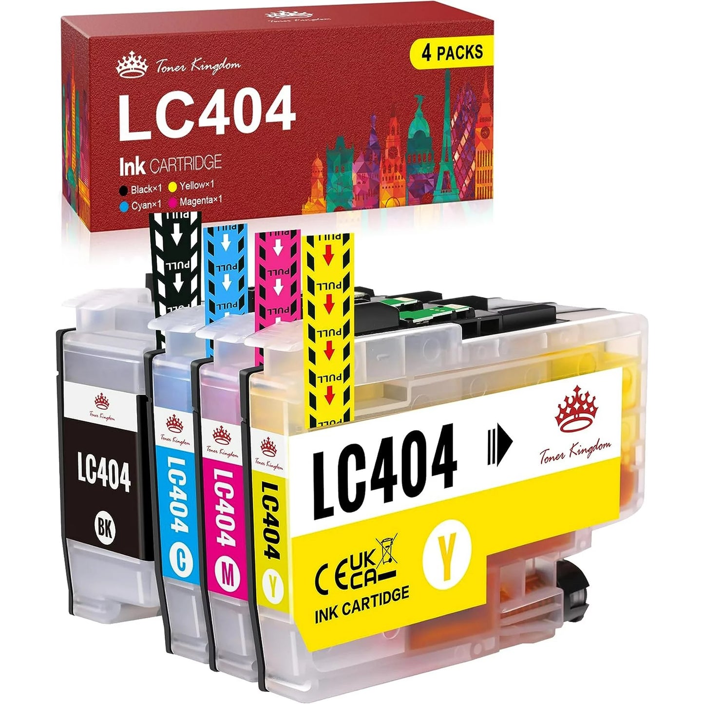 LC404 Toner Kingdom Compatible Ink Cartridge Replacement for Brother Printer 4 Pack