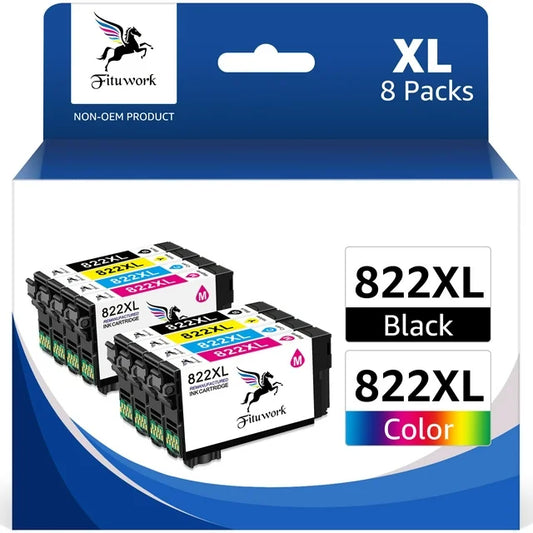 822XL Ink Cartridge for Epson 822 Ink 822xl Use  WF-4830 Printers (Black Cyan Magenta Yellow, 8-Pack)