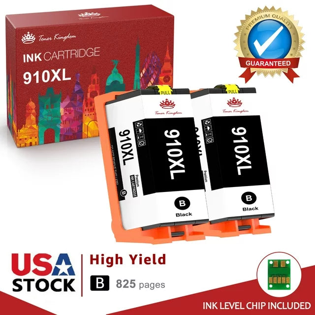 High Yield 910 XL Printer Ink Replacement for 8020 8030 8025 8035 8028 OfficeJet 8022 8010 8015 (2-Pack)