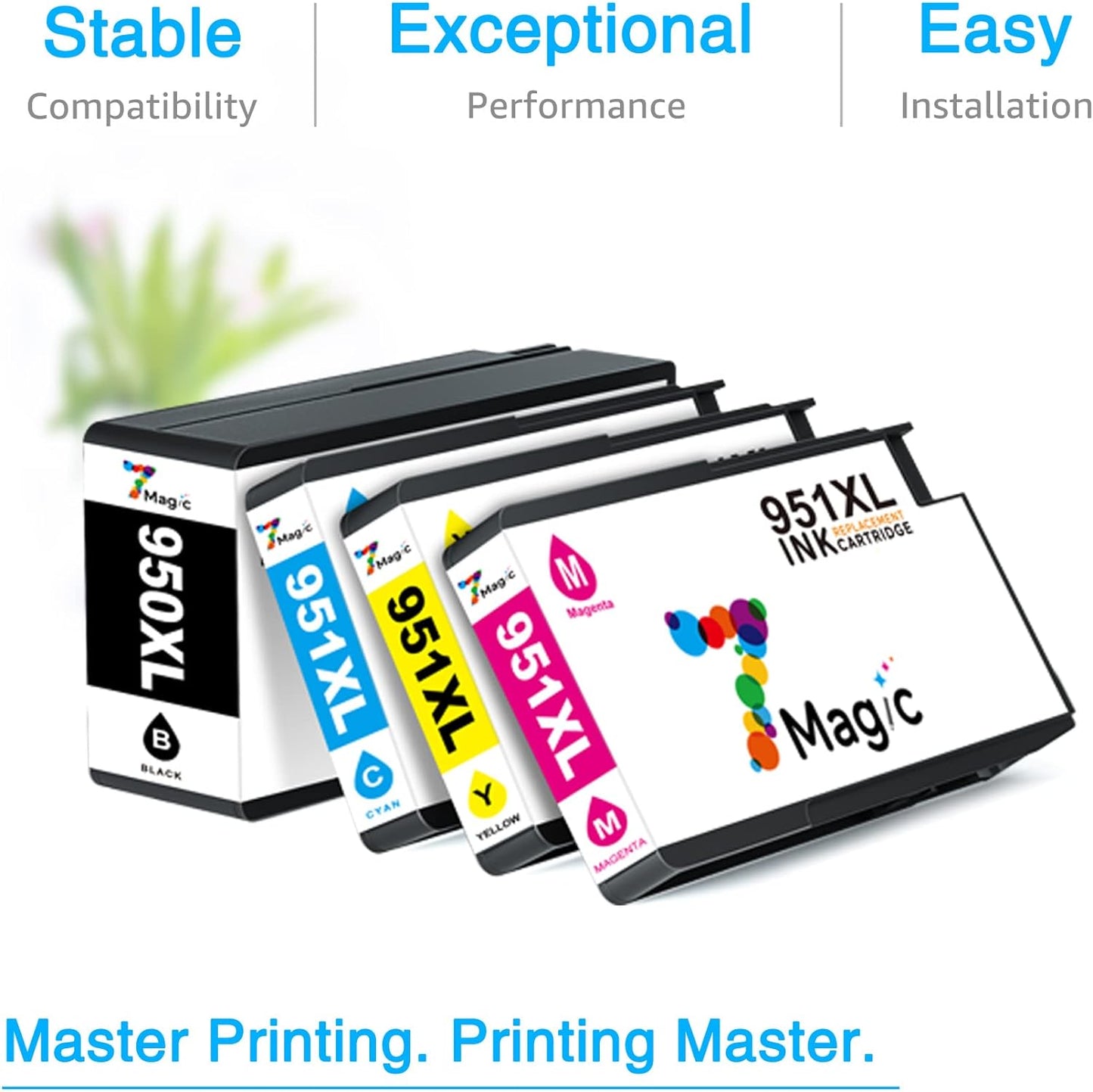 950XL 951XL 7Magic High Yield 950xl 951xl8100 8630 8660 8640 8615 8625 276DW 251DW Printer(4 Pack)