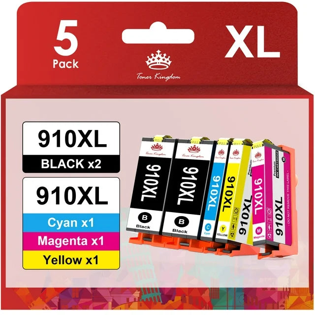 5-Pack 910XL Ink Cartridges for HP 910 XL 910XL 8034 Printer (2 Black Cyan Magenta Yellow, 5-Pack)