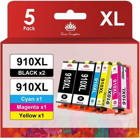 5-Pack 910XL Ink Cartridges for HP 910 XL 910XL 8034 Printer (2 Black Cyan Magenta Yellow, 5-Pack)