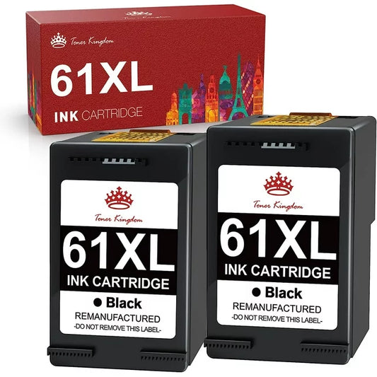 61 XL 61 Ink Cartridge Toner Kingdom 61XL Black  officejet 4630 4635 Deskjet 1000 1010 1510 Printer (2 Black)