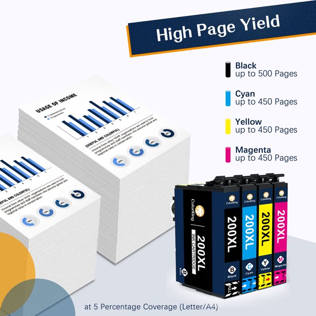 Mooho 200XL Ink Cartridge Replacement for Epson (8 Pack)