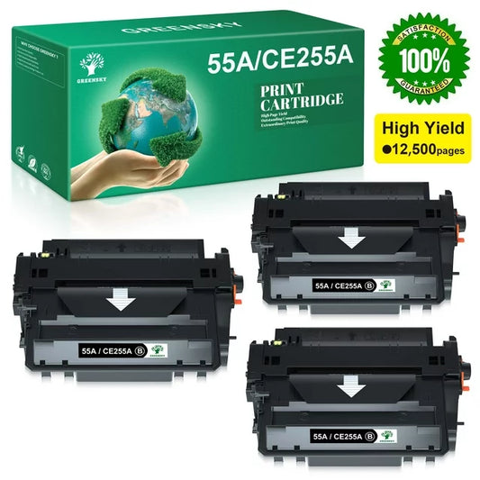 Greensky 55X Compatible Toner Cartridge Replacement for HP Printer (Black, 3-Pack)