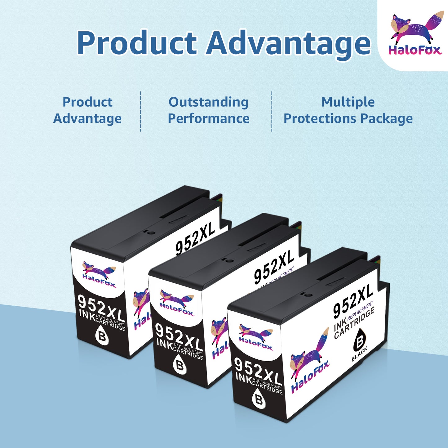 952XL Latest Upgrade Black Compatible Ink Cartridges Replacement for HP 952 XL Black Ink Cartridges Use with Officejet Pro 7740 8210 8710 8720 8740 8715 7720 8725 8730 (3 Packs)