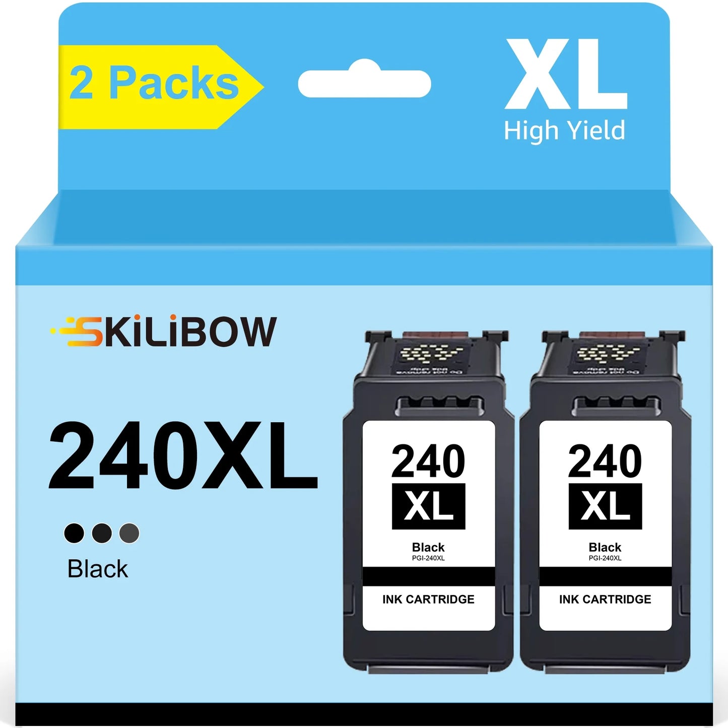 240XL Ink Cartridge for Canon 240 Ink 240XL PG-240XL Ink Cartridges for Canon PIXMA MG3520 MG3620 MX432 MX452 MX532 MX472 MX512 Printer (2 Black)