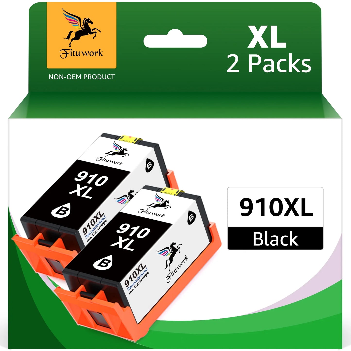 910XL Black Ink Cartridge Replacement for HP  8028 HP OfficeJet 8022 8010 8015 (2-Pack, Black)