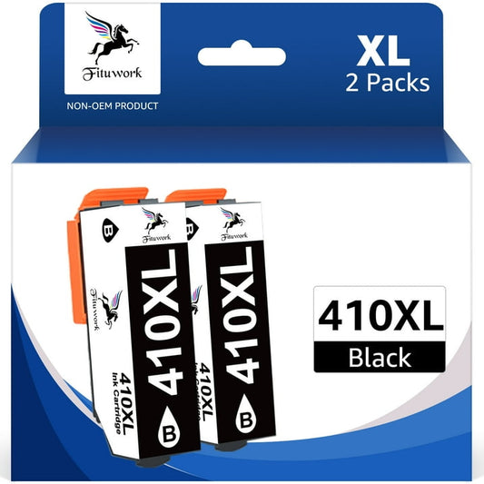 410XL Black Ink Cartridges Compatible Replacement for Epson 410XL Black Ink Cartridges 410 XL T410 T410XL Black Ink for Epson Expression XP-530 XP-630 XP-635 XP-640 XP-830 XP-7100 Printer (2 Black)