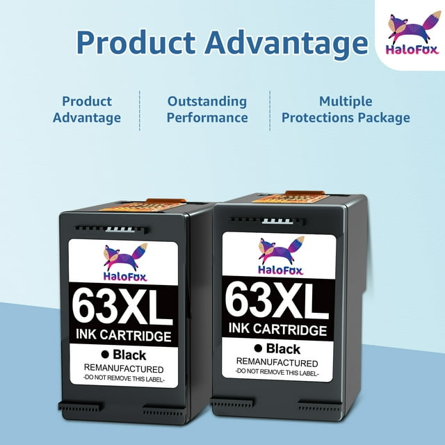 63XL Black Ink Cartridge 63 XL Black Ink 63XL Black Ink Cartridges for HP Ink 63 Work with HP OfficeJet 3830 4650 5255 Envy 4520 4512 4516 Deskjet 1112 3630 3634 3639 3632 2132 Printer (Black, 2-Pack)