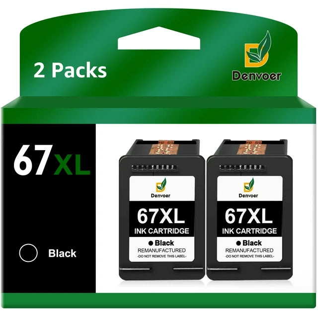 High Yield 67XL Black Ink Cartridges Compatible 6055e 6400e 6455e 6458e Deskjet 2823e 2742e 2752e 2755e Envy Pro 6455 6458 (2 Pack)