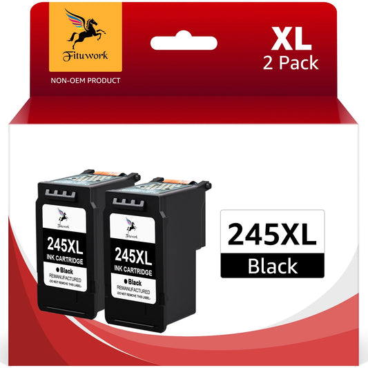 245XL Ink Cartridge for Canon 245 245XL PG-245XL 243  MX492 TS3120 MG2520 MG2525 MG3022 MG2922 Printer (2 Black)