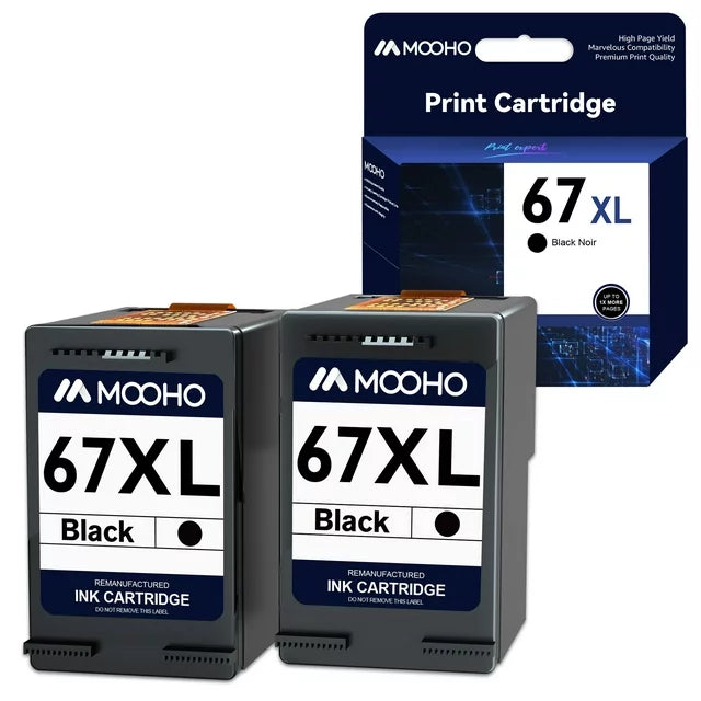 Mooho Printer Ink 67XL Replacement for HP 67  Deskjet 2732 2755 DeskJet Plus 4152 4155 4158 Printer, 2 Pack