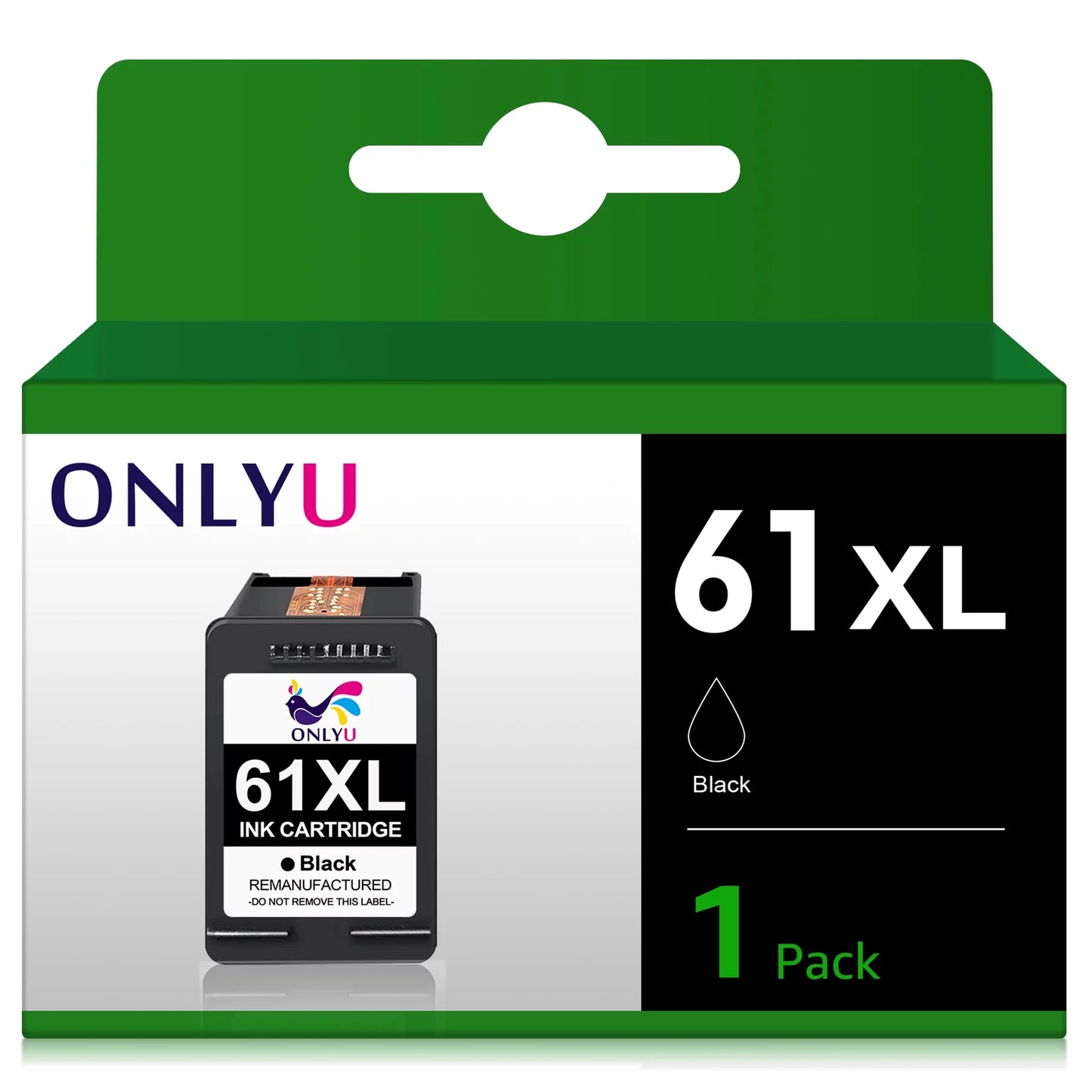 ONLYU 61 Black Ink Cartridge 61XL Black Ink Deskjet 1510 1512 3050 3050A Officejet 2620 4630 (1 Pack)