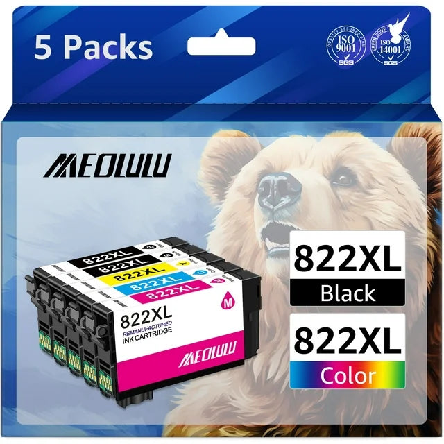 822 XL Ink Cartridge for Epson 822XL Ink  3820 WF-4820 WF-4830 WF-4833 Printer（5 Pack）