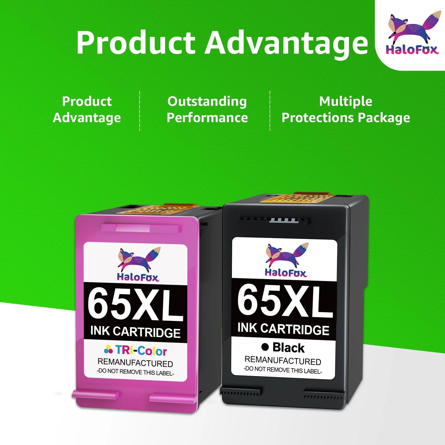 65XL Ink Cartridge for HP 65 XL Ink 65 Ink Cartridge Use with HP Deskjet (1 Black, 1 Tri-Color, 2-Pack)