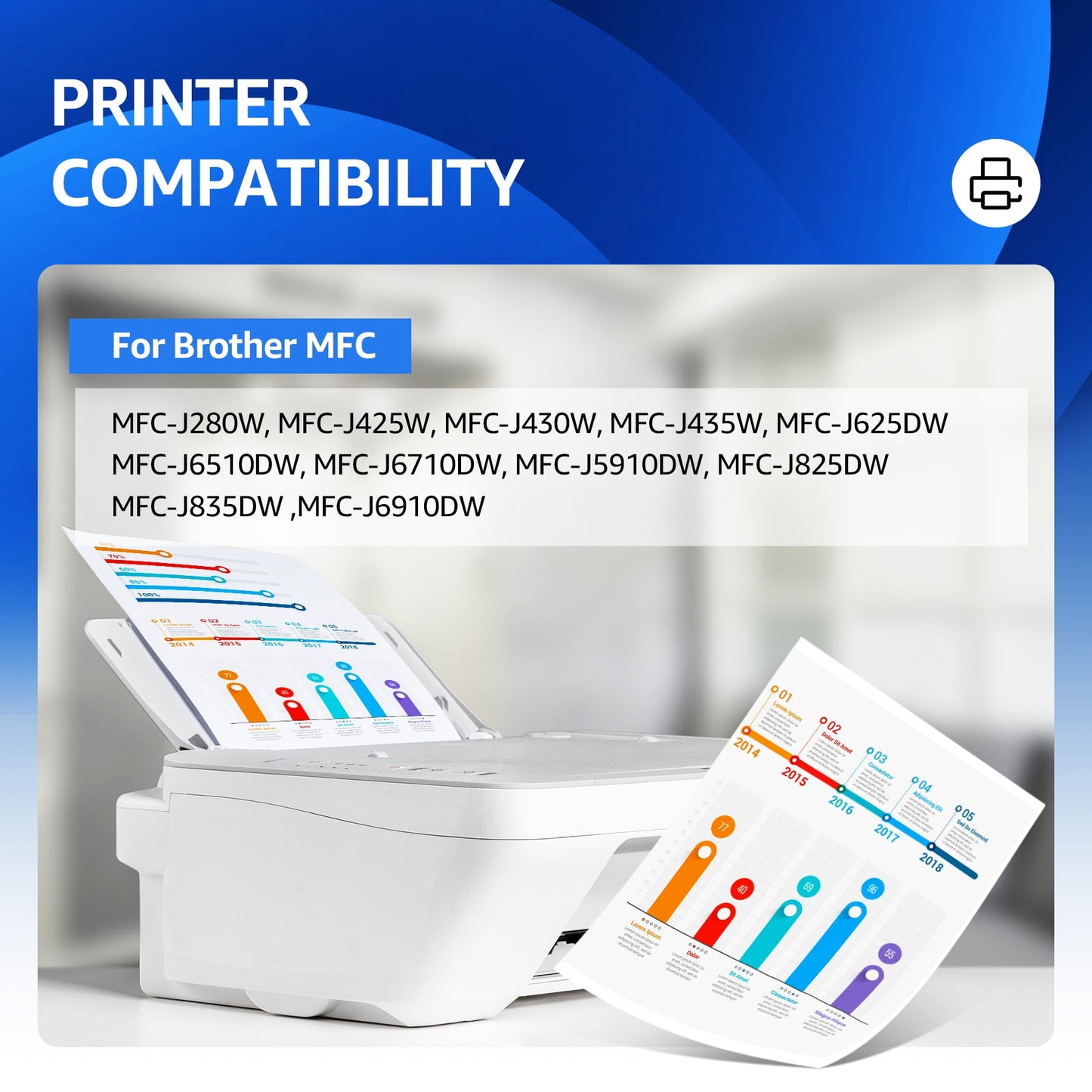 LC79 LC71 LC75 XL Ink Cartridge campatible for Brother Printer, 4-Color Set