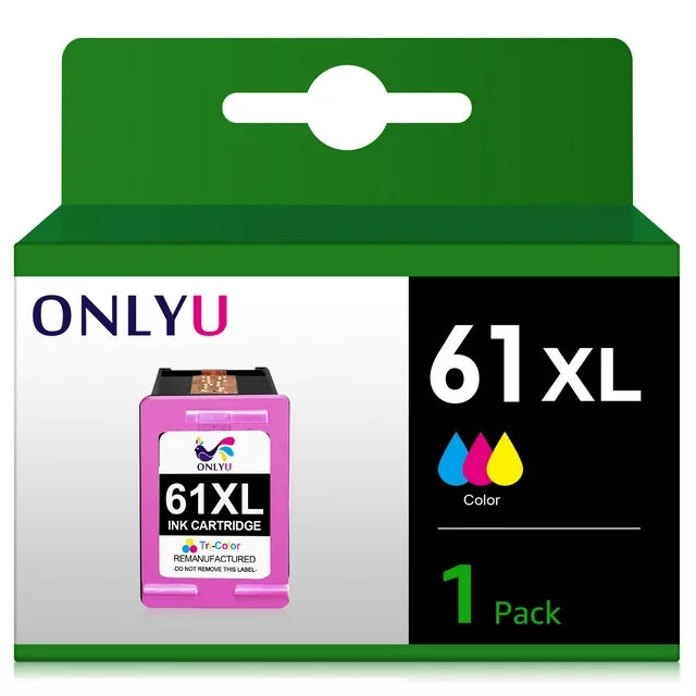 ONLYU 61XL Color Ink Cartridges 61 Color Ink  5535 Deskjet 1510 1512 3050 3050A Officejet 2620 4630 (1 Pack)