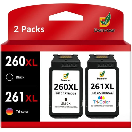 PG-260XL/CL-261XL Ink Cartridges Compatible  Ink 260XL 261XL fit for Canon Pixma TR7020 TS6420 TS5320 Printers(1 Black, 1 Color)