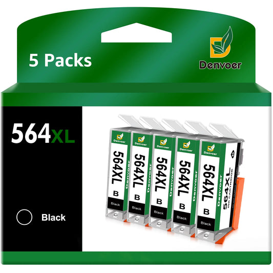 564XL Black Ink Cartridge Replacement for HP  Photosmart 7520 6520 5520 7525 5514 7510 OfficeJet 4620 Printers (5 Black)