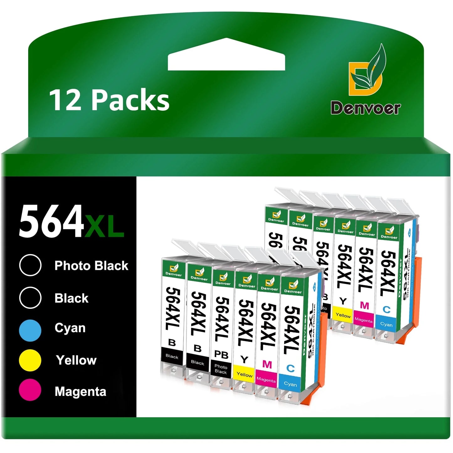 564XL Compatible Ink Cartridge Replacement for HP 564 XL 564XL High Yield 10 Combo Pa5520 7525 5514 7510 OfficeJet 4620 Printers (6BK/2C/2M/2Y)ck