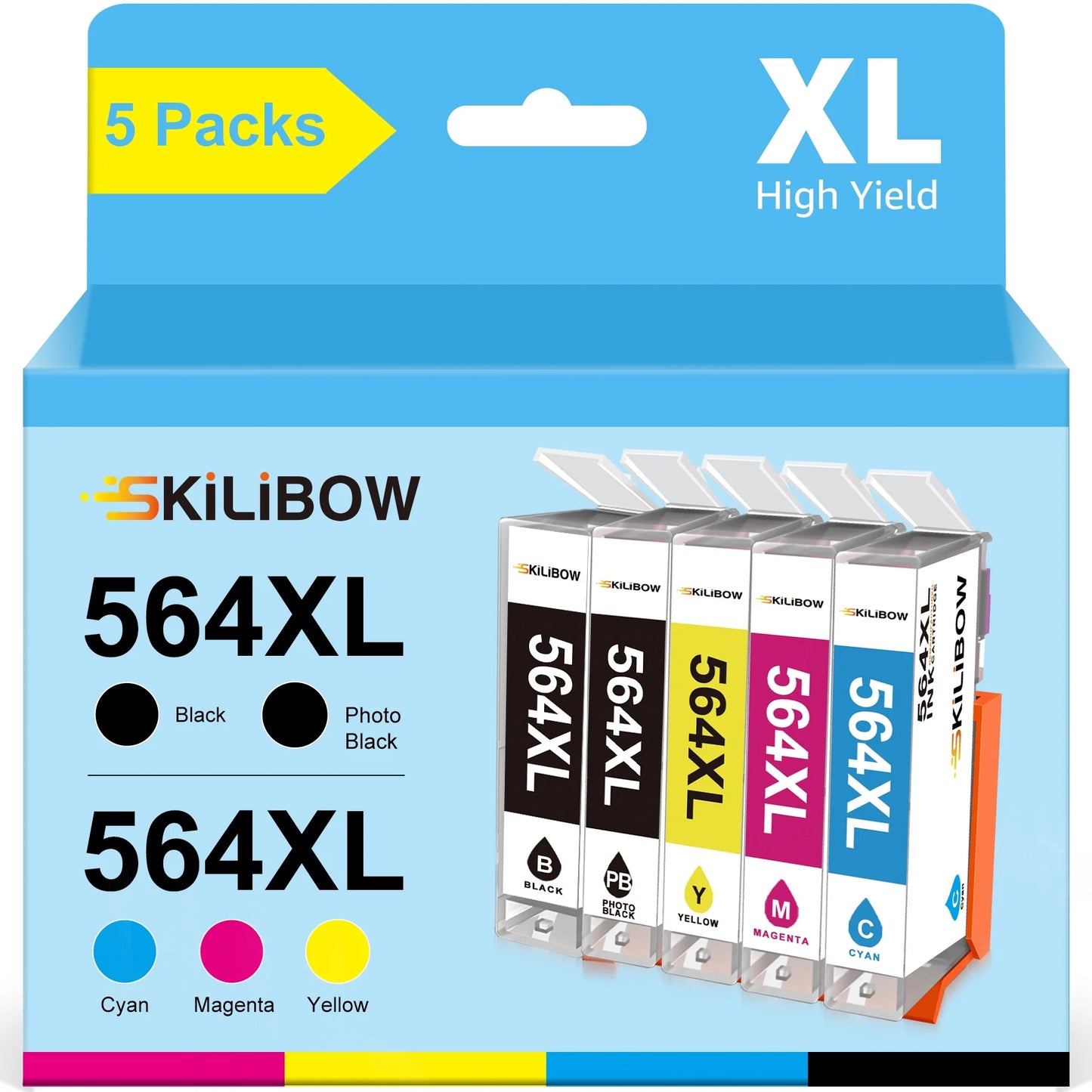 564XL Ink Cartridges Replacement for 564 XL  7520 DeskJet 3520 Premium C309A C410A Printer (2BK/C/M/Y)