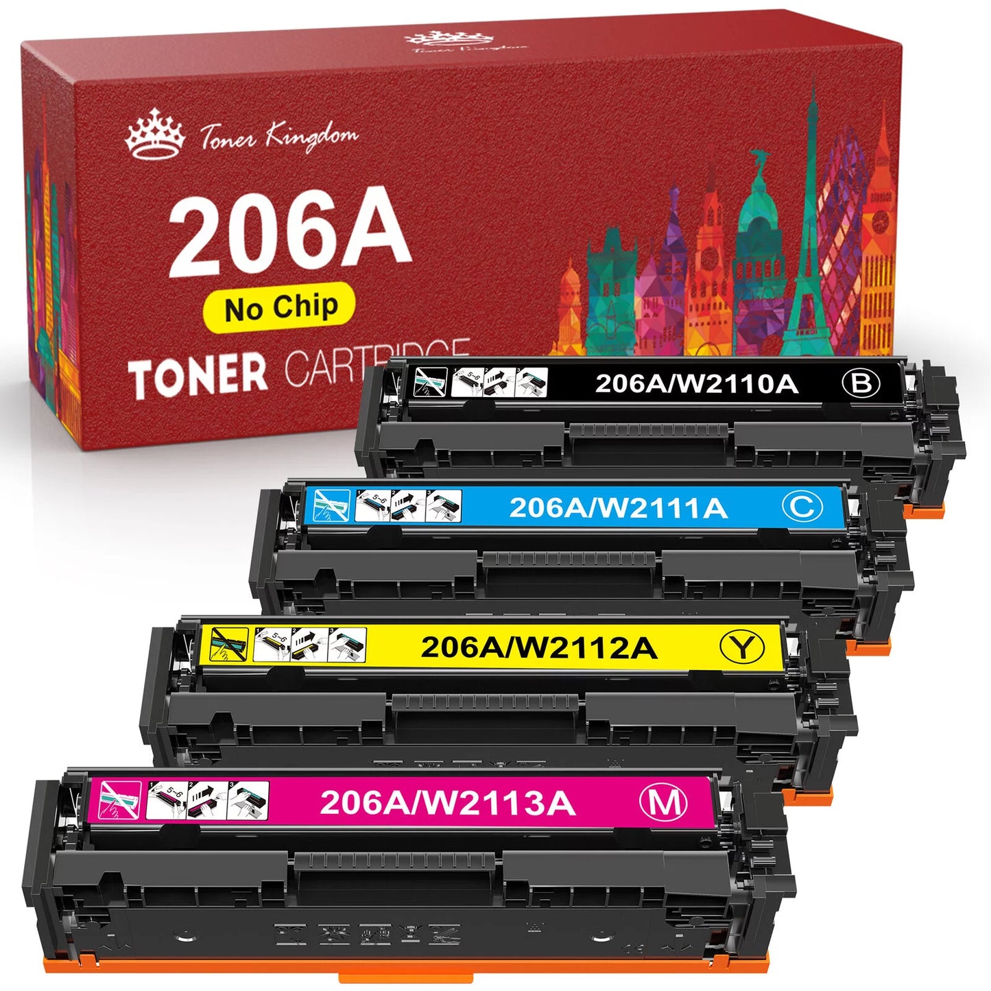 TONER KINGDOM Compatible Toner Cartridge(No  P Color Pro MFP M283FDW M255DW M283CDW M283 M255 Printer Ink (Black Cyan Yellow Magenta, 4-Pack)