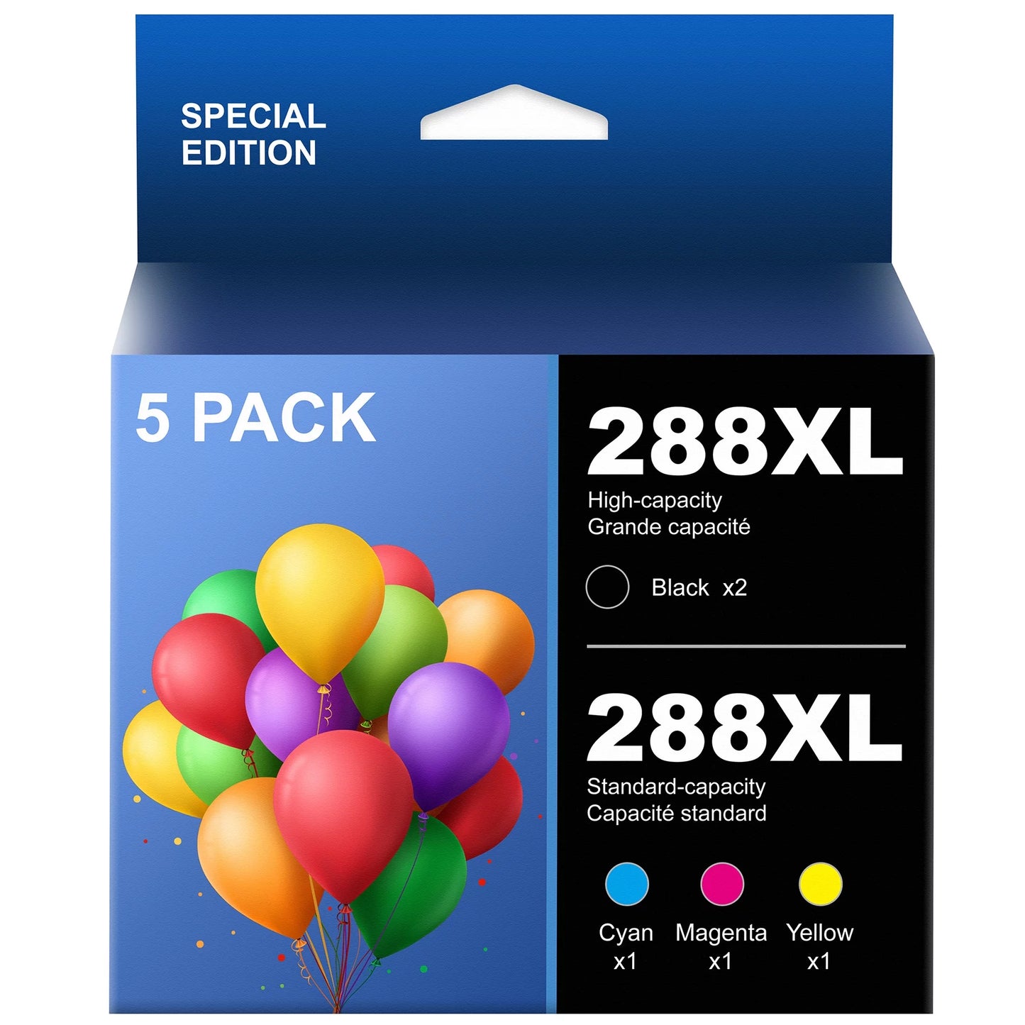 288XL Ink 5 Pack Replacement for Epson 288 XL T288  XP-430 XP-434 Printer (2 Black, Yellow, Magenta, Cyan) with Latest Upgraded Chip