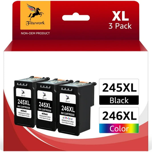 245XL Ink Cartridges for Canon ink 245 246 and TR4500 TR4520 TS3322 Printer (3-Pack, Black, Tri-Color)