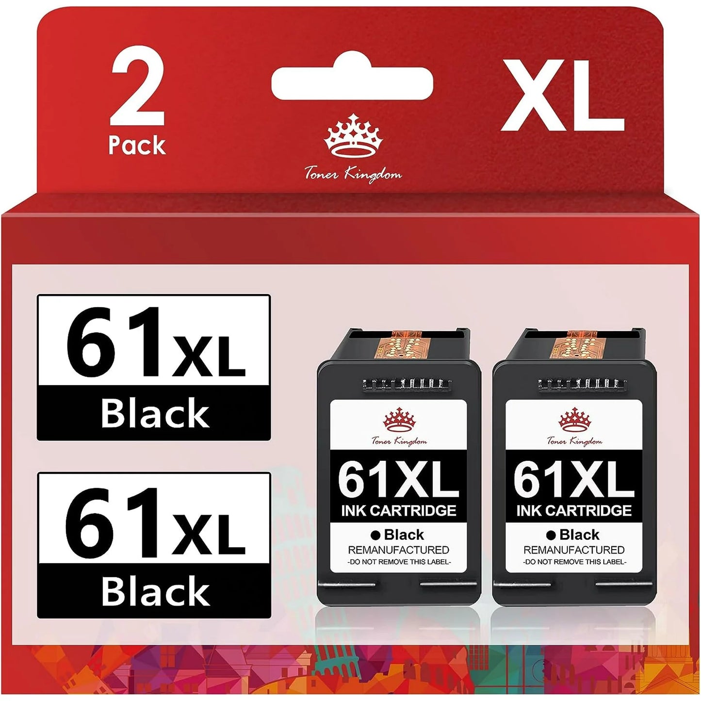 High Yield 61 Black Ink 61 Black Ink Cartridges 1510 1512 2540 3050 3050A Officejet 2620 Printer (2 Black,2-Pack)