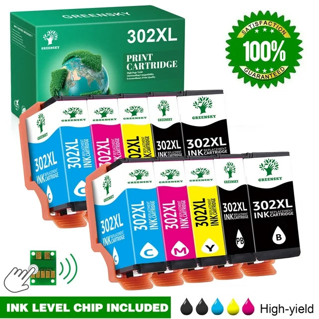 302 Ink Cartridge Replacement for Epson Printer (2 Black, 2 Photo Black, 2 Cyan, 2 Magenta, 2 Yellow, 10 Pack)