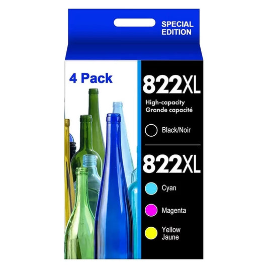 822XL T822 T822XL 822 Ink Cartridges for Epson Printer (BCMY,4 Pack)