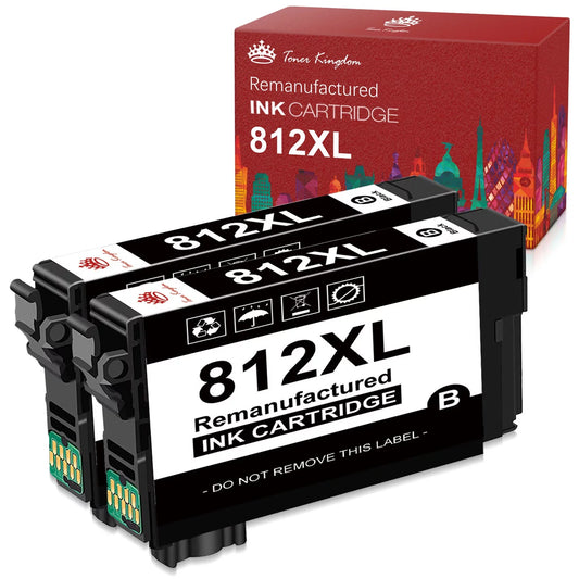 812XL Ink Cartridges for Epson Printer (2 Black）