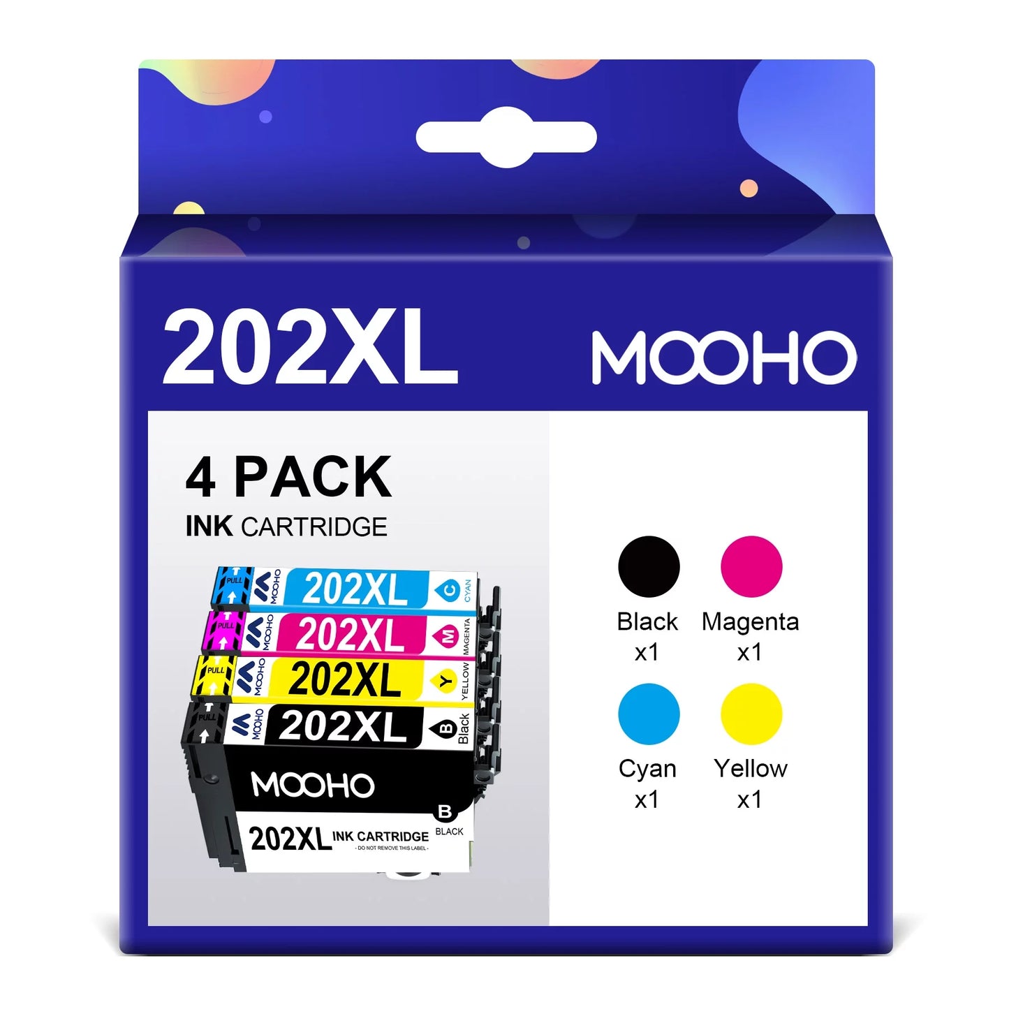 202XL 202 XL Ink for Epson Printer (Black Cyan Magenta Yellow, 4-Pack)