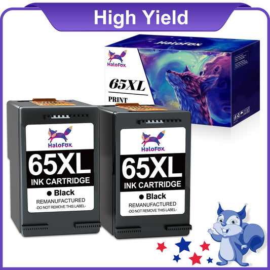 Halofox 65 XL Ink Black Replacement for HP Envy 65XL Ink Cartrdiges (2 Pack)