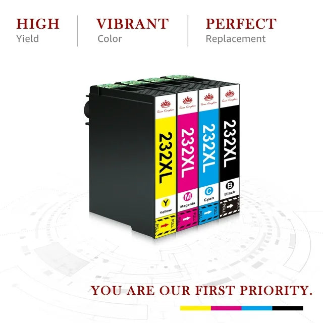 232XL Ink Cartridge Replacement for Epson Printer (Black, Cyan, Magenta, Yellow, 4 Pack)