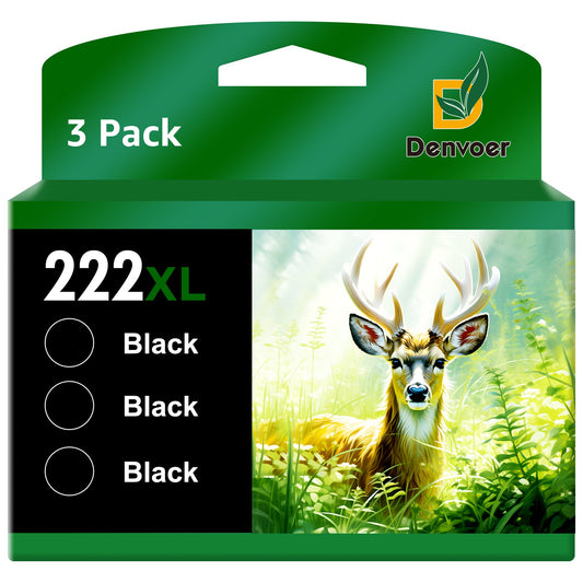 222XL 222 Ink Cartridge Replacement for Epson Printer (3 Black)