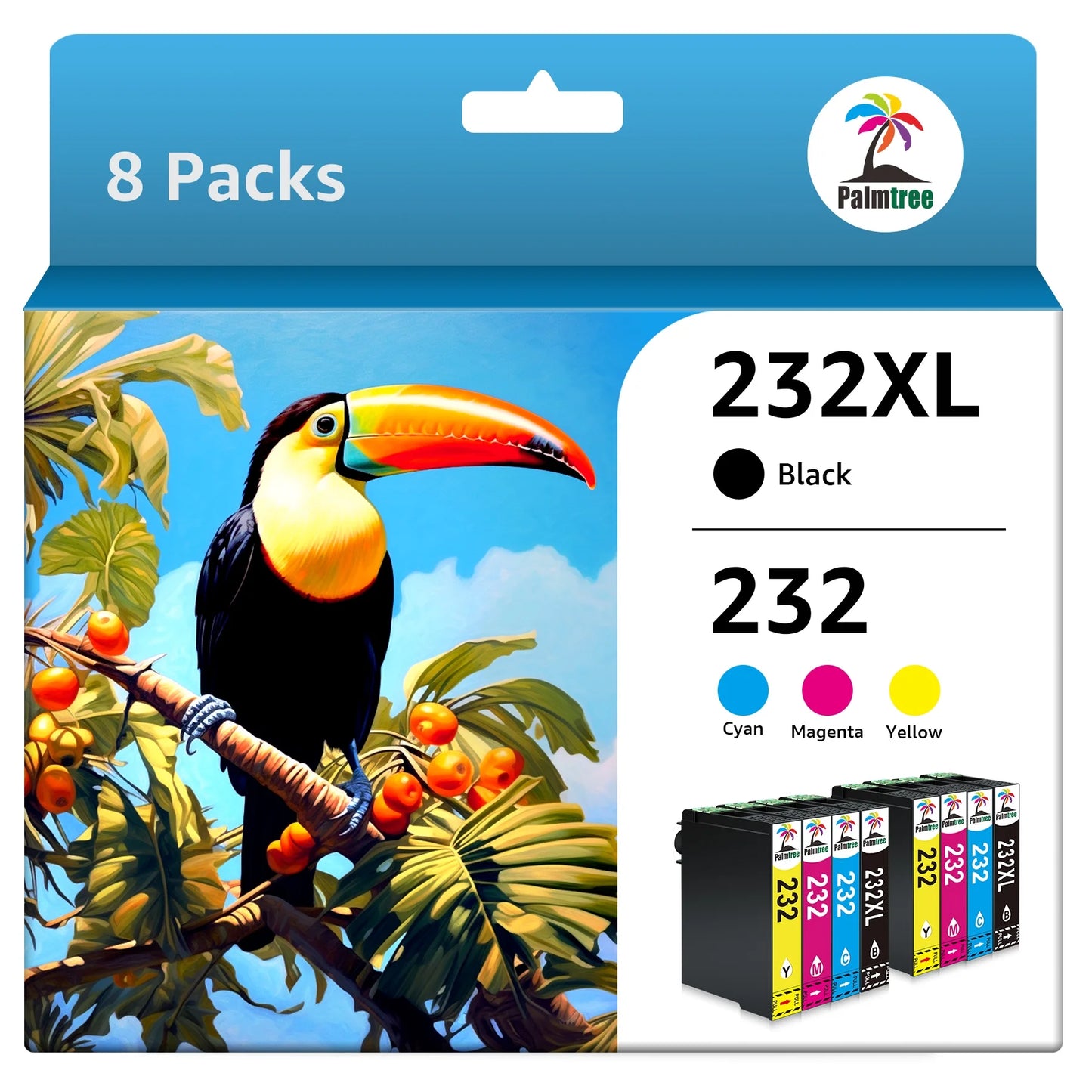 232XL Ink Cartridges Combo Pack Replacement for Epson (T232 Black and Color Combo, 8 Pack)