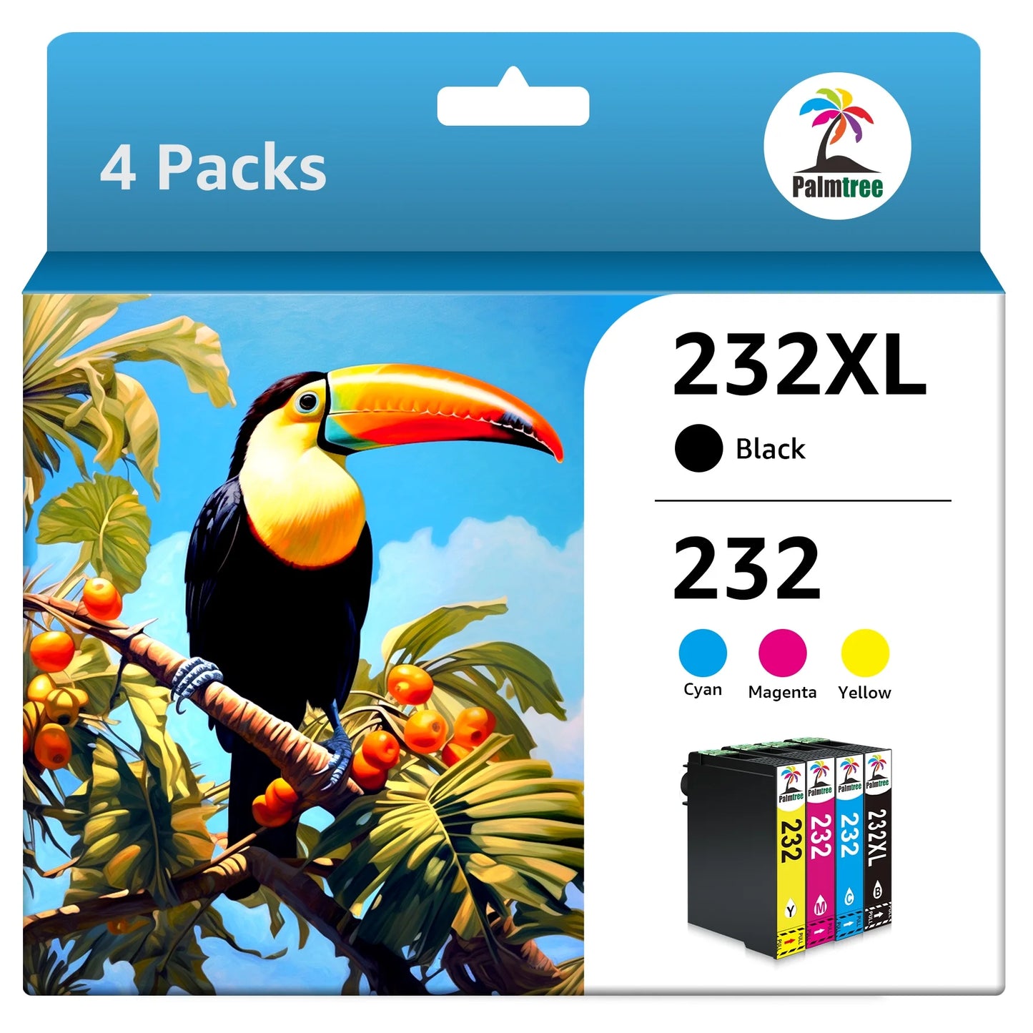 232XL Ink Cartridges Combo Pack Replacement for Epson (T232 Black and Color Combo, 4 Pack)