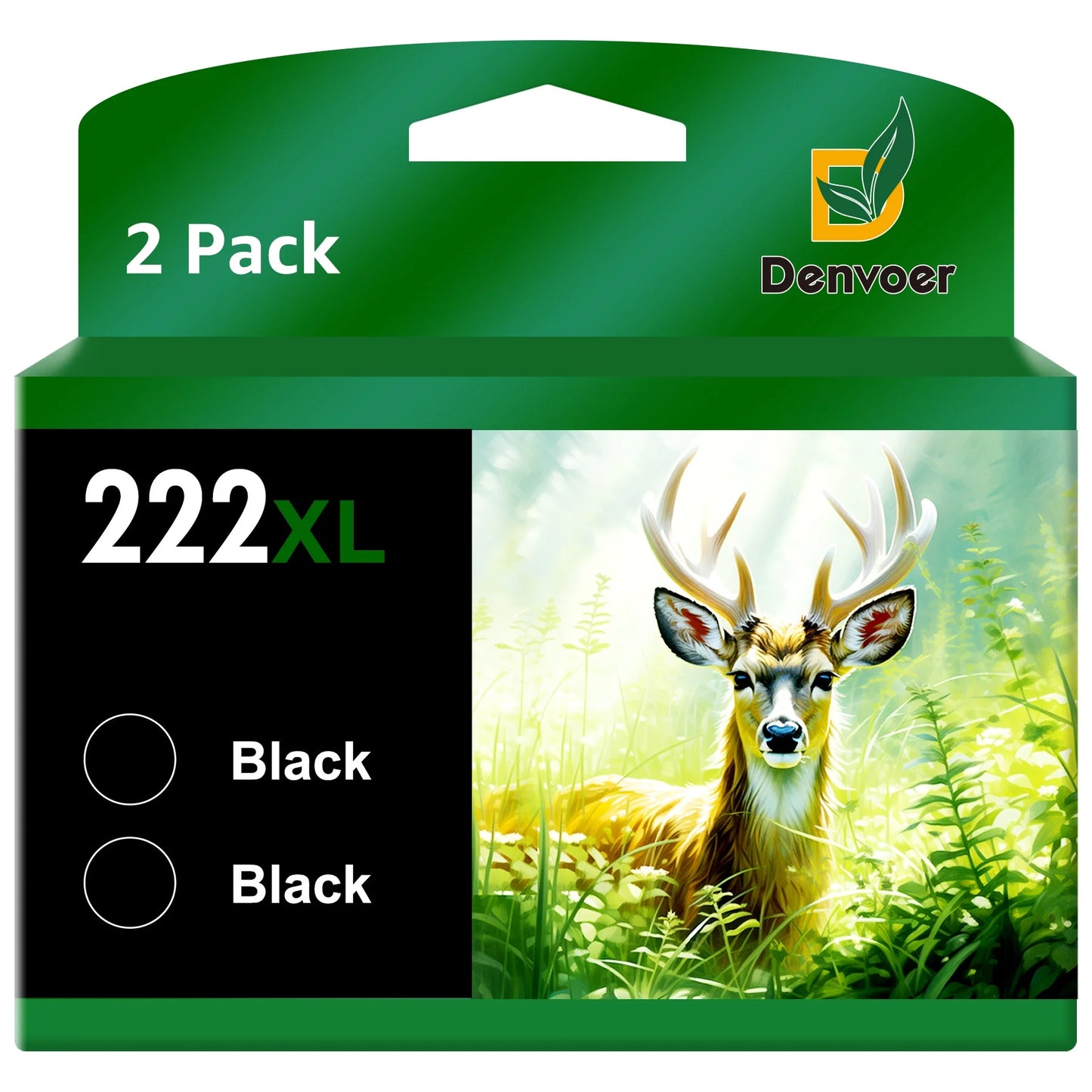 222XL 222 Ink Cartridge Replacement for Epson Printer (2 Black)