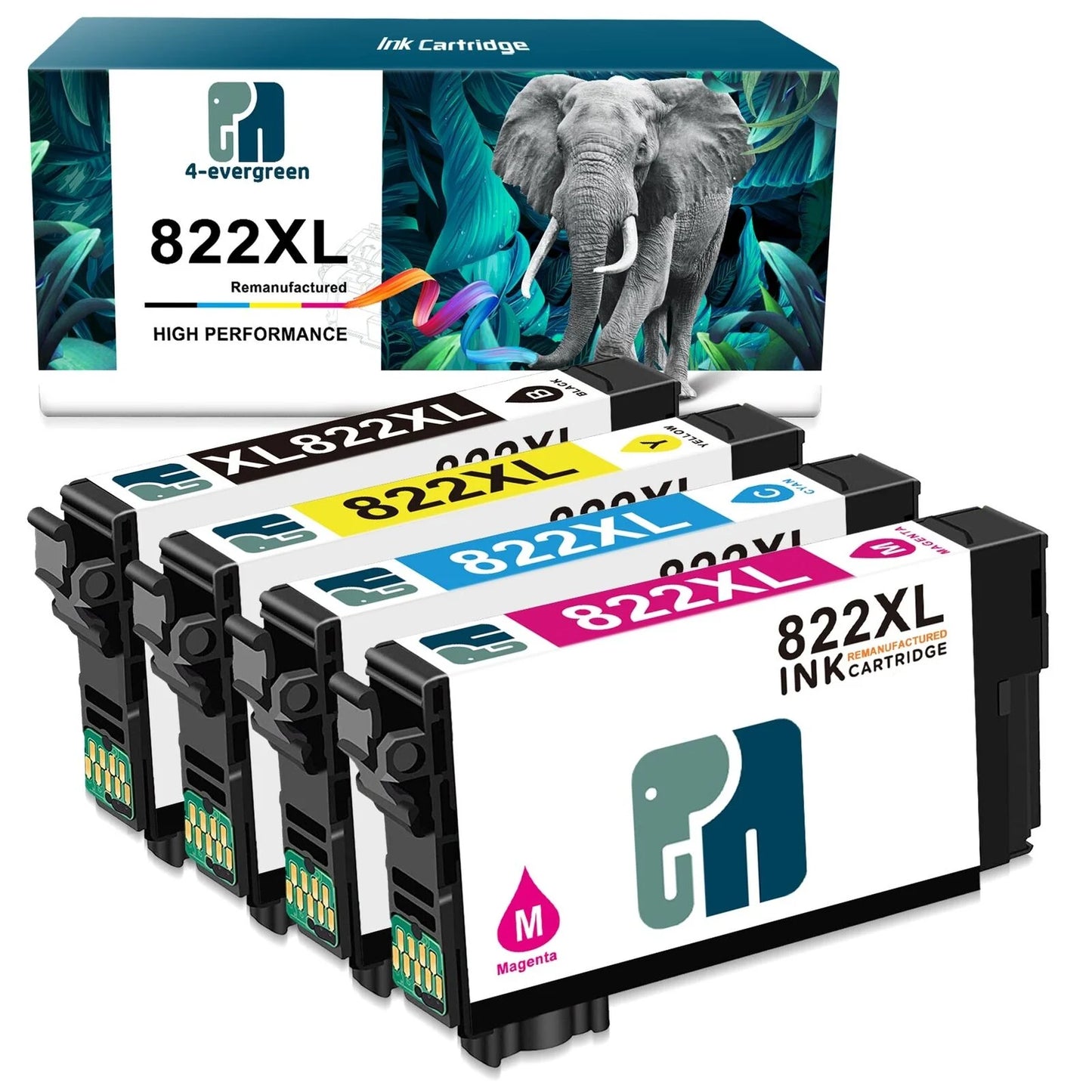 822XL Ink Cartridge for Epson Printer (Black Cyan Magenta Yellow, 4-Pack)