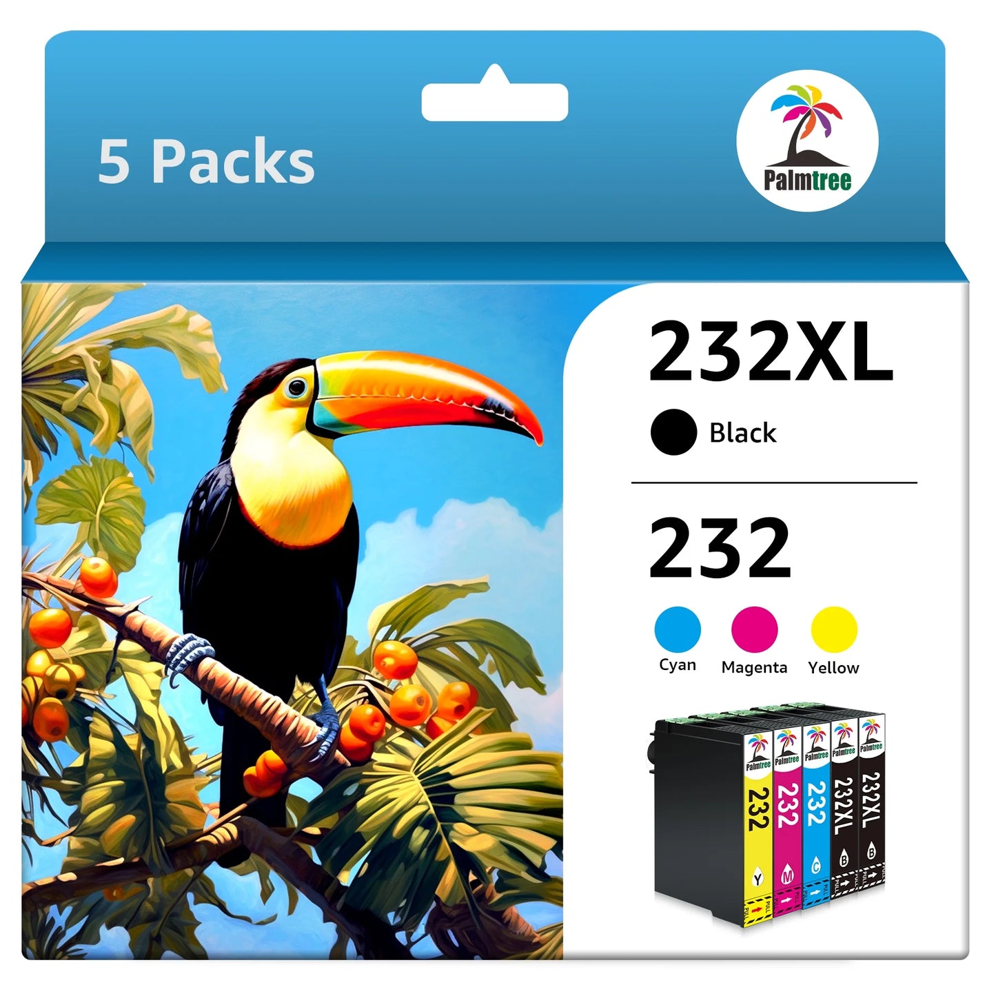 232XL Ink Cartridges Combo Pack Replacement for Epson (T232 Black and Color Combo, 5 Pack)