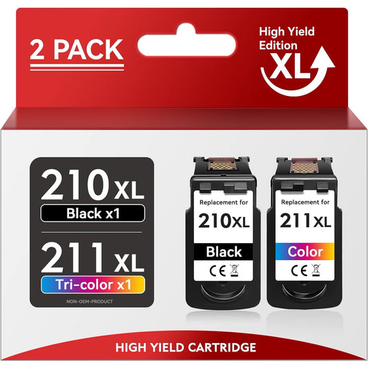 PG-210XL/CL-211XL Ink Cartridges Compatible Replacement for Canon (2 Pack)