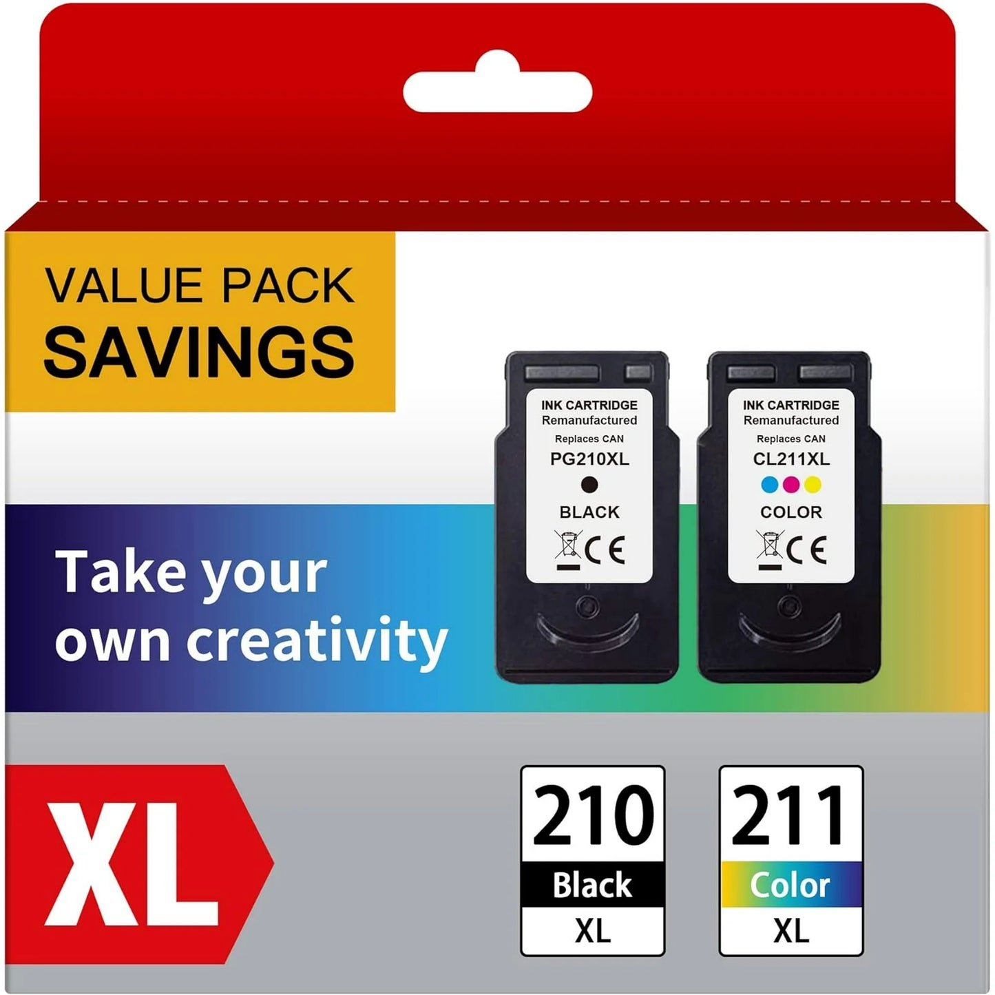 PG-210 XL/CL-211 XL High Capacity Ink Multi Pack for Canon (1 Black,1 Tri-Color)