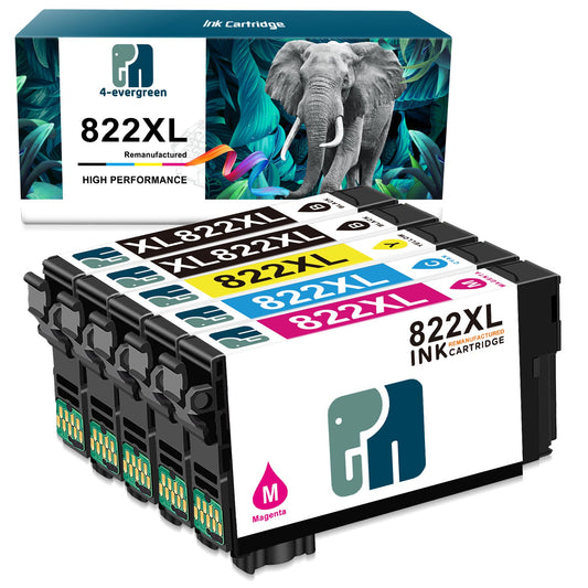 822XL Ink Cartridge for Epson Printer (2 Black Cyan Magenta Yellow, 5-Pack)