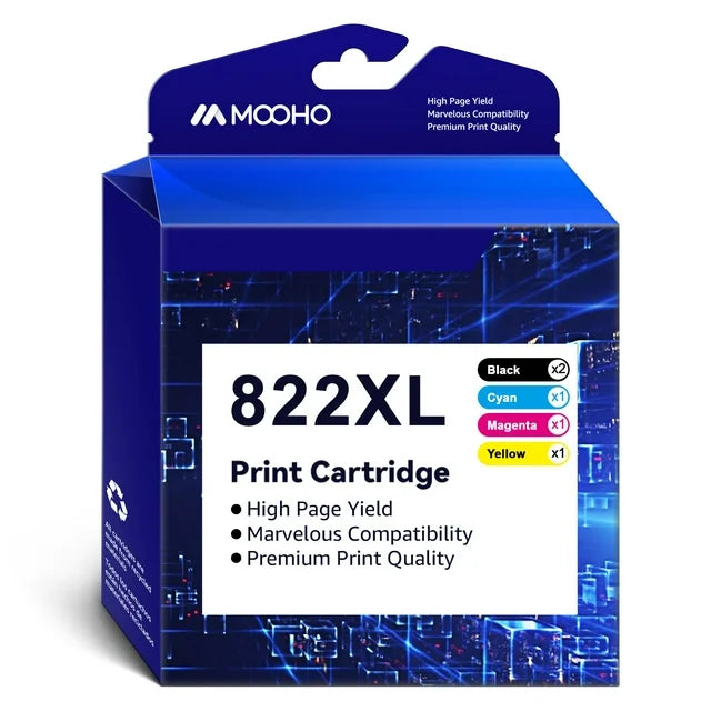 822XL Ink Cartridges for Epson Printer (2 Black,Cyan,Magenta,Yellow)