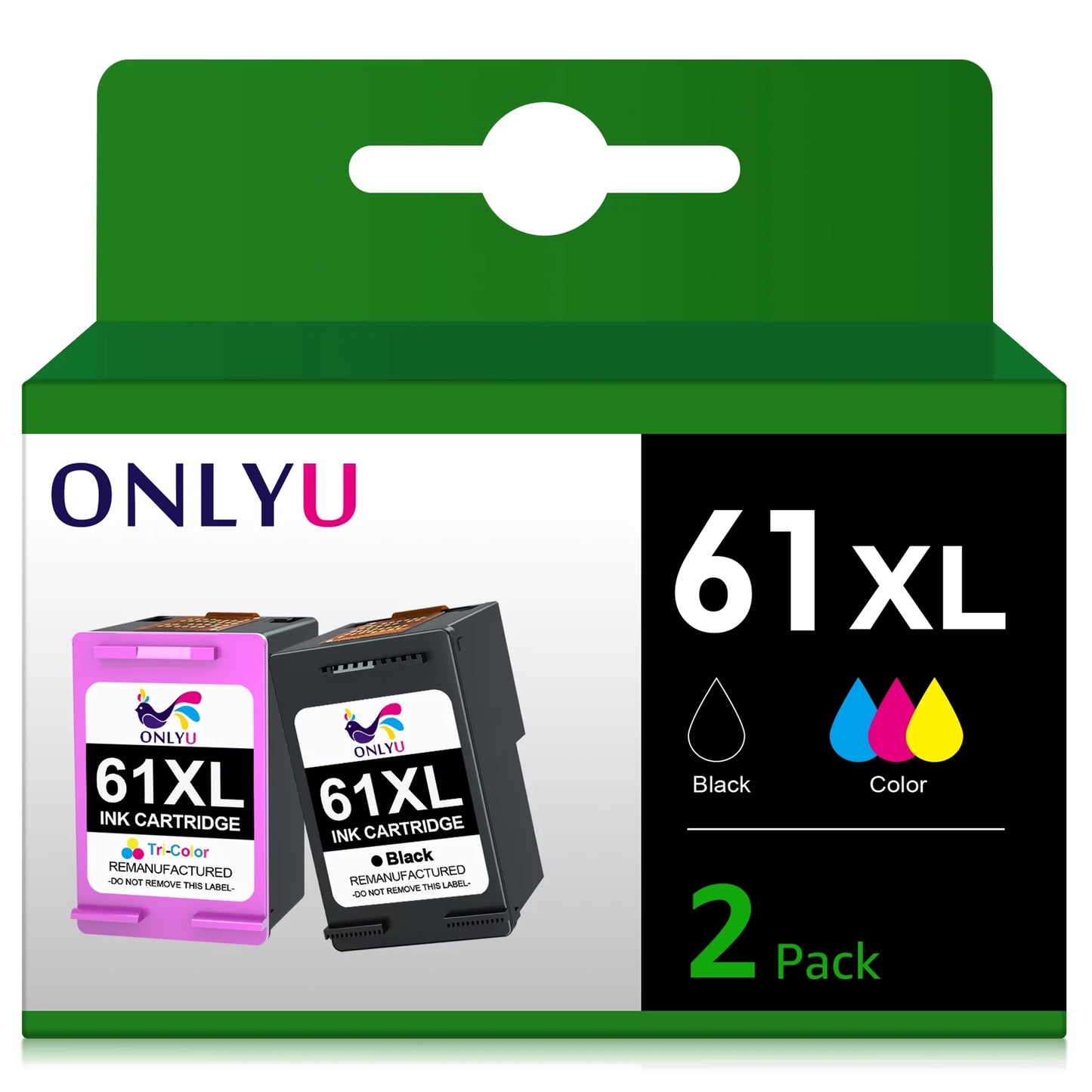 ONLYU 61XL Black and Tri-color Ink 61XL Ink 1510 1512 3050 3050A Officejet 2620 4630(1 Black, 1 Tri-Color, 2 Packs) (5.0) 5 stars out of 2 reviews 2 reviews